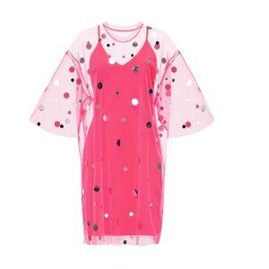 T-Dress Hot Pink Mirrored Mini Dress w/ Matching Slip, Size M